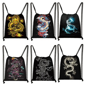 Gothic Dragon Backpack Harajuku Style Drawstring Bag