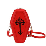 Gothic Coffin Cross Messenger Bag Women Leather Shoulder Crossbody 4 Colors