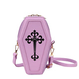 Gothic Coffin Cross Messenger Bag Women Leather Shoulder Crossbody 4 Colors