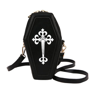 Gothic Crossbody Coffin Shape Bag for Halloween Theme Party
