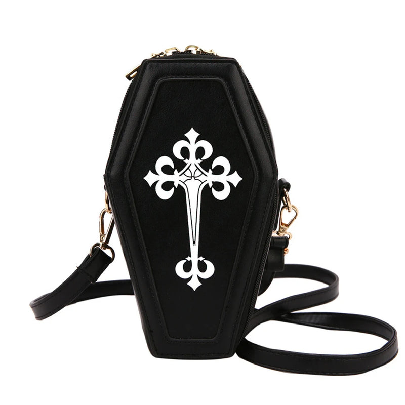 Gothic Crossbody Coffin Shape Bag for Halloween Theme Party