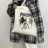 Gothic Devil Canvas Bag Casual Punk Large Capacity Ulzzang Harajuku Shopper Bag