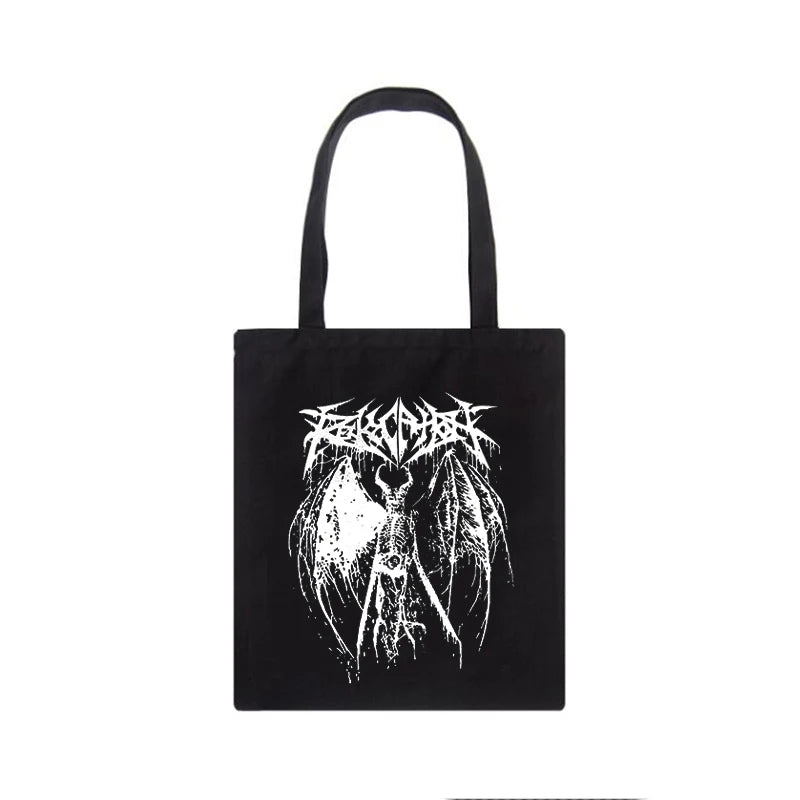 Gothic Devil Canvas Bag Casual Punk Large Capacity Ulzzang Harajuku Shopper Bag
