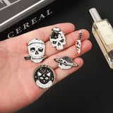 Gothic Halloween Party Enamel Pins Horror Skull Spooky Skeleton Cat Brooches