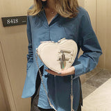 Gothic Heart Blade Zipper Chain Crossbody Bags for Women Girl