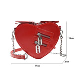 Gothic Heart Blade Crossbody Bag Zipper Chain Handbag