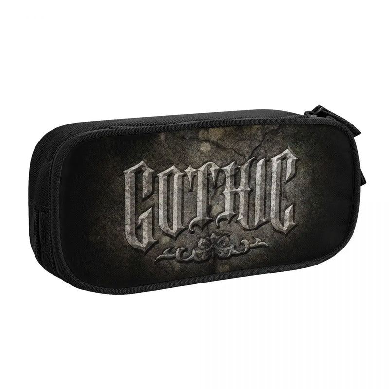 Gothic-Logo Pen Box Student School Anime Zipper Pen Bag