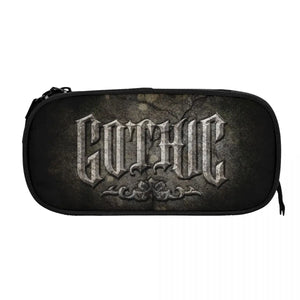 Gothic-Logo Pen Box Student School Anime Zipper Pen Bag