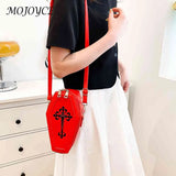 Gothic Messenger Pouch Coffin Shape Crossbody Handbag