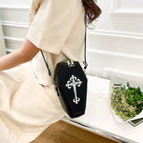 Gothic Crossbody Coffin Shape Handbag for Halloween Party