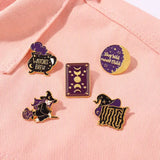 Gothic Witch Enamel Pins Witchcraft Tarot Moonlight Witch Hat Chest Pin