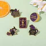 Gothic Witch Enamel Pins Witchcraft Tarot Moonlight Witch Hat Chest Pin