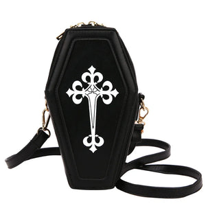 Gothic Women Handbags Girl Punk Cross Coffin Shoulder Bags Handbag Halloween