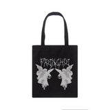 Gothic angel print canvas bag Large-capacity casual fun Harajuku shopper ba