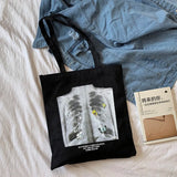 Gothic Skull Letter Print Canvas Bag Harajuku Dark Shopper Y2K Women Shoulder Ba