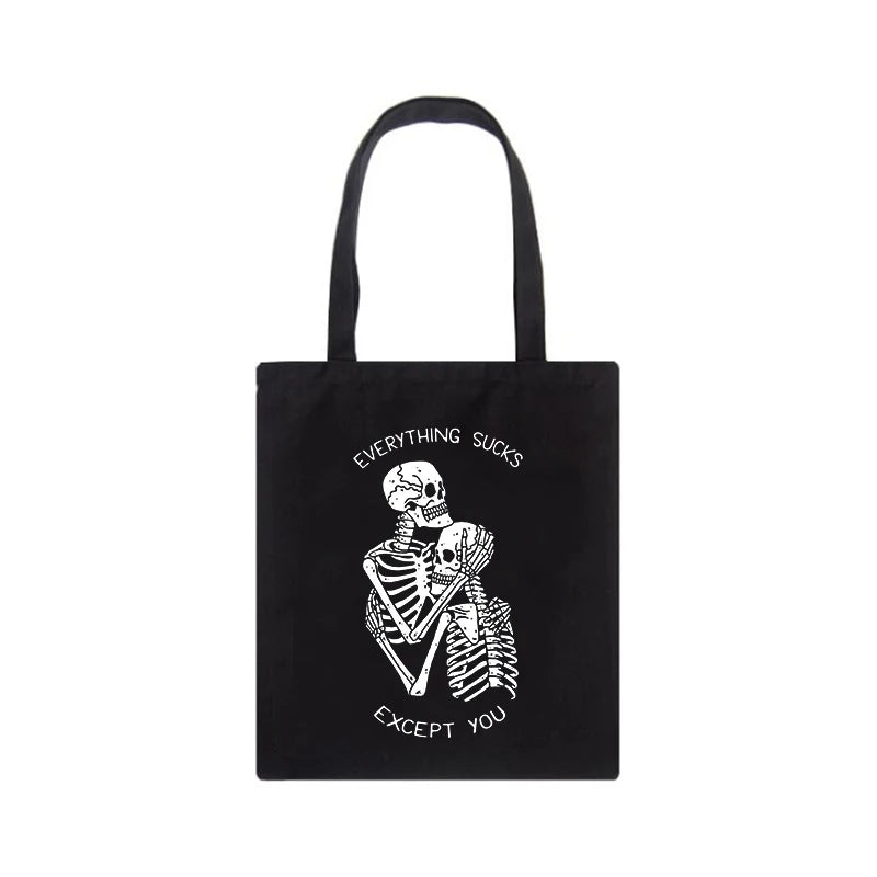 Gothic Skull Letter Canvas Bag Harajuku Dark Shoulder Bag