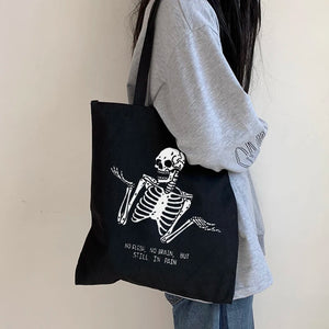 Gothic Skull Letter Canvas Bag Harajuku Dark Shoulder Bag