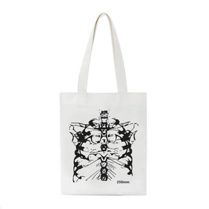 Gothic Skull Print Canvas Bag Skeleton Harajuku Casual Dark Women Shoulder Bag