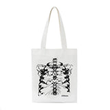 Gothic Skull Print Canvas Bag Skeleton Harajuku Casual Dark Women Shoulder Bag