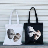 Gothic Horror Face Print Canvas Shoulder Bag