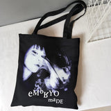 Gothic Horror Face Print Canvas Shoulder Bag
