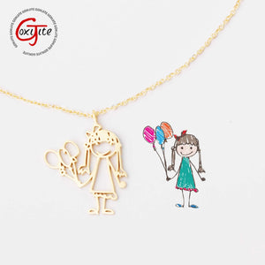 Custom Kid's Painting Necklace Child Drawing Personalized Necklace