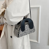 Leopard Print Crossbody Shoulder Bag with Top Handle Strap