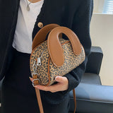 Leopard Print Crossbody Shoulder Bag with Top Handle Strap