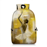 Cartoon Ballet Print Backpack for Travel Canvas Book Bags Rucksack Laptop School