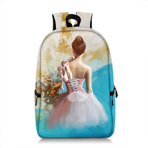 Cartoon Ballet Print Backpack for Travel Canvas Book Bags Rucksack Laptop School