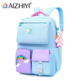 Gradient Reflective School Backpack for Girl Rainbow Princess Waterproof Bag