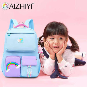 Gradient Reflective School Backpack for Girl Rainbow Princess Waterproof Bag