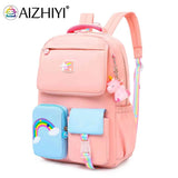 Gradient Reflective School Backpack for Girl Rainbow Princess Waterproof Bag