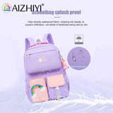 Gradient Reflective School Backpack for Girl Rainbow Princess Waterproof Bag