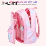 Gradient Primary School Backpack for Girl Large Capacity Bag