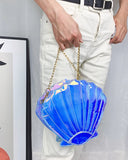 Gradient Laser Shell Shape Chain Shoulder Bag for Women Purses and Handbags