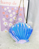 Gradient Laser Shell Shape Chain Shoulder Bag for Women Purses and Handbags