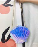 Gradient Laser Shell Shape Chain Shoulder Bag for Women Purses and Handbags