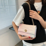 Gradient Lattice Crossbody Bag - Summer PU Leather Women's Handbag
