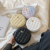 Gradient Lattice Round Crossbody Bag Chain Shoulder Messenger Bag