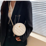 Gradient Lattice Round Crossbody Bag Chain Shoulder Messenger Bag