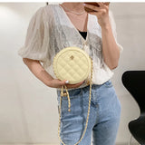 Gradient Lattice Round Crossbody Bag Chain Shoulder Messenger Bag