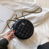 Gradient Lattice Round Crossbody Bag Chain Shoulder Messenger Bag