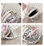 Graffiti Basketball Shape Chain Shoulder Bag for Women Crossbody Bag