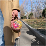 Graffiti Basketball Shape Chain Shoulder Bag for Women Crossbody Bag