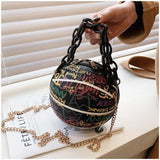 Graffiti Basketball Shape Chain Shoulder Bag for Women Crossbody Bag