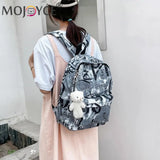 Graffiti Butterfly Oxford Cloth Backpack with Bear Pendant