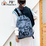 Graffiti Butterfly Print Backpack with Bear Pendant