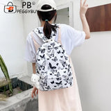 Graffiti Butterfly Print Backpack with Bear Pendant