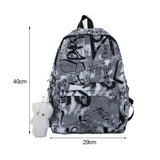 Graffiti Butterfly Oxford Cloth Backpack with Bear Pendant
